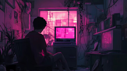 Obraz premium Lo-Fi music picture The background that goes well with the lo-fi music genre Generative AI 