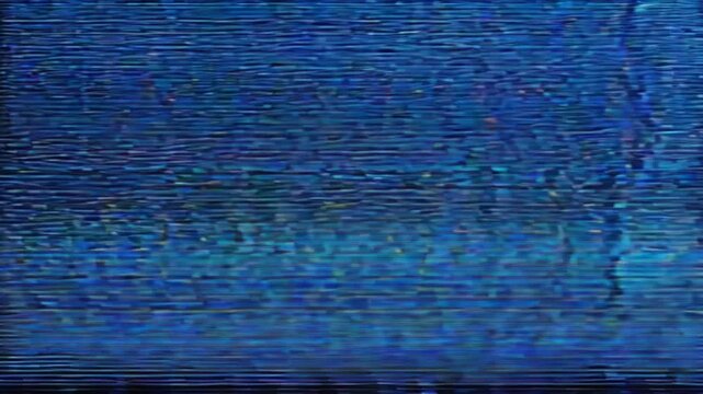  Vivid blue glitchy static digital TV signal disruption