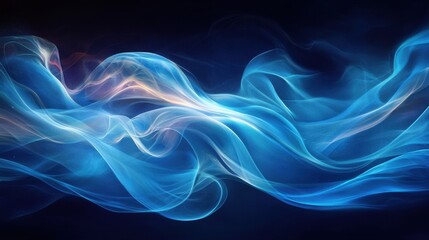 Wisps of blue smoke gracefully intertwine against a dark backdrop, creating a mesmerizing visual effect in an abstract design
