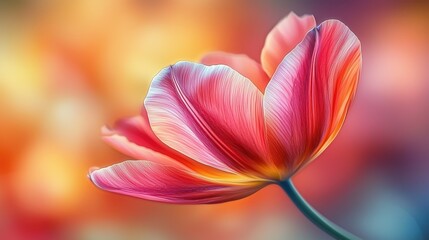 Delicate pink and orange tulip blooms in a colorful garden during springtime, showcasing vibrant petals and soft hues