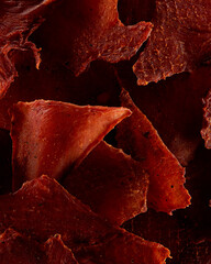 Close up of meat jerky slices