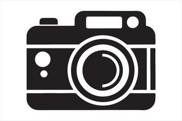 Camara icon silhouette vector illustration with white background