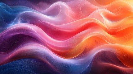 Obraz premium Vibrant abstract waves of color flowing gracefully, creating a sense of motion in a serene setting at sunset
