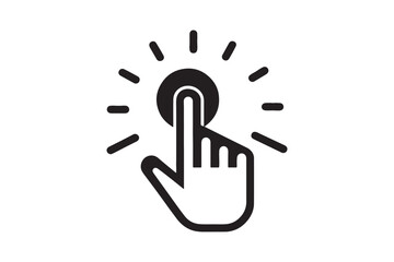 Click with hand cursor. Icon for design. Easily editable