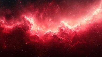 Fototapeta premium A vibrant cosmic nebula illuminated in shades of red, displaying swirling gases and stars against the backdrop of deep space