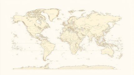 Obraz premium A vector graphic of a detailed world map, with countries and borders outlined in clean lines.