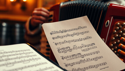 Accordion with Sheet Music 