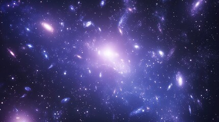 Fototapeta premium A stunning cosmic scene depicting vibrant galaxies and nebulas in deep space, showcasing a beautiful array of colors and light.