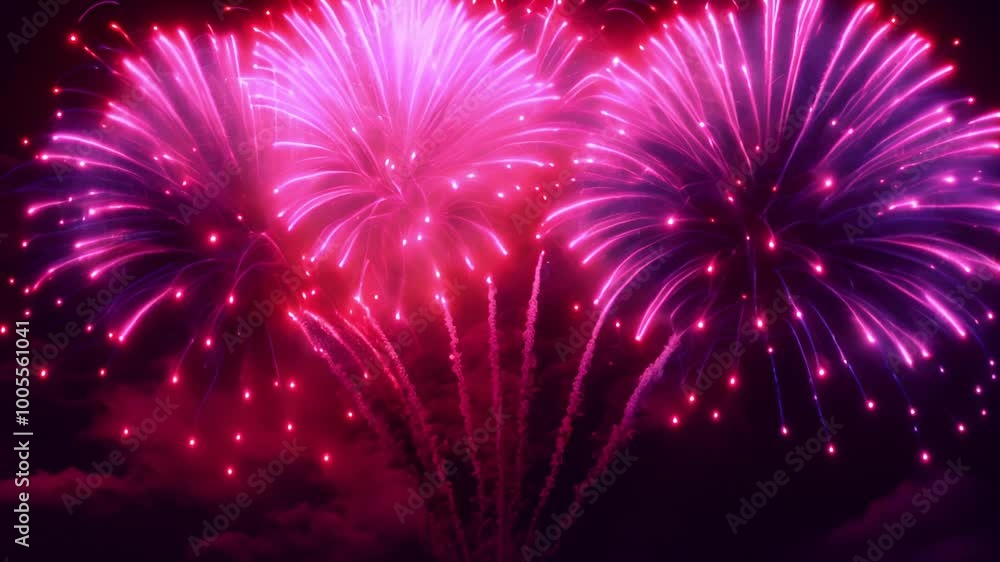 Poster colorful fireworks burst in the night sky, creating a spectacular display of light and color.