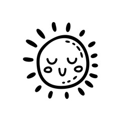 Cute Cartoon Doodle Sun Vector Illustration