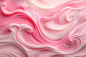  A close-up of swirling pink and white cream for cake frosting, creating an abstract pattern. Created with Ai