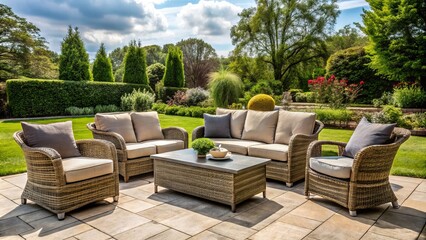 Elevate your outdoor experience with this luxurious rattan garden furniture set, designed for relaxation and style.