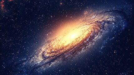 Fototapeta premium A stunning view of a spiral galaxy glowing in the vastness of space, showcasing vibrant colors and intricate details.