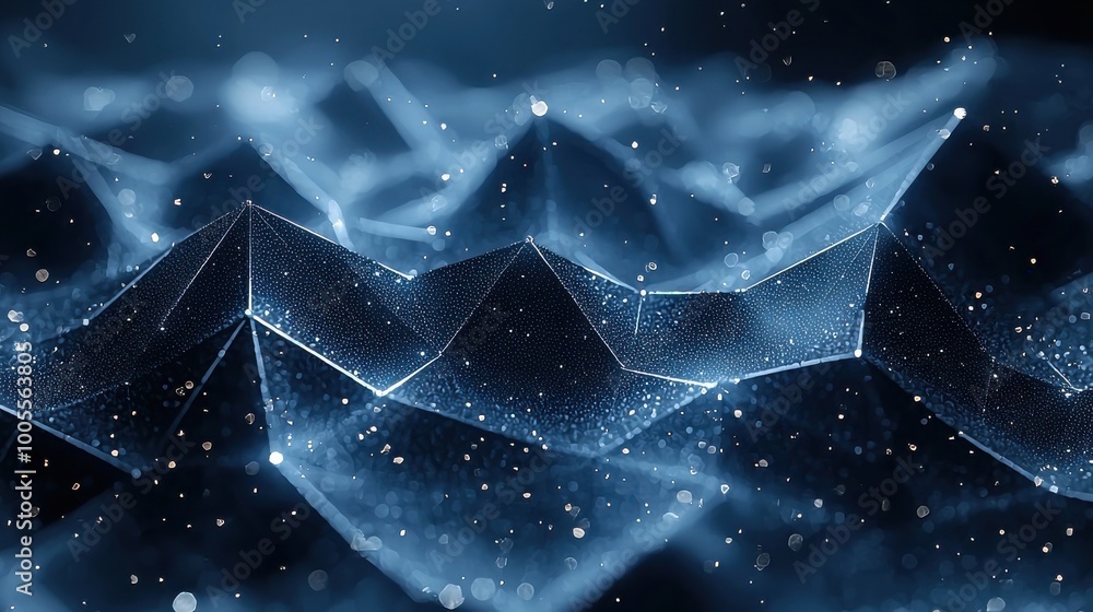 Poster mysterious waves of light and shadow dance in an ethereal environment with sparkling elements creati