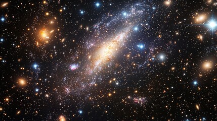 A stunning view of the cosmos showcasing vibrant galaxies, stars, and celestial wonders in a beautifully darkened sky.