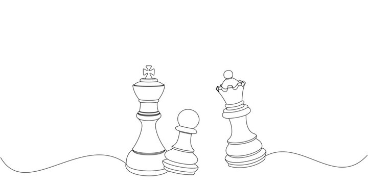 Chess pawn line vector design king, queen, pawn,