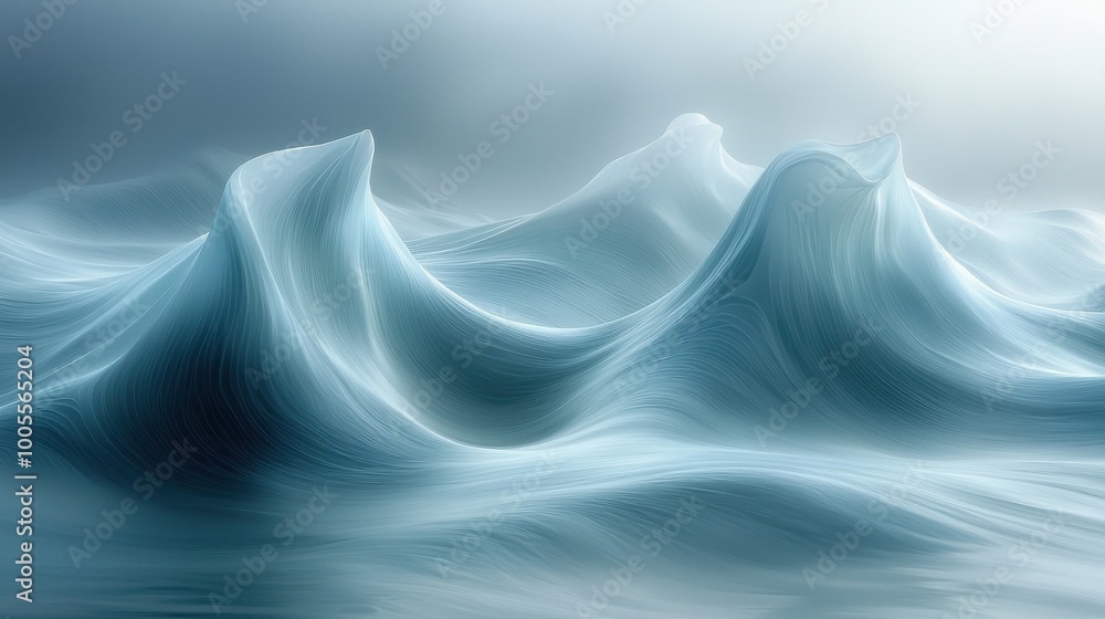 Aufkleber dynamic ocean waves gently rolling under a soft, cloudy sky during twilight, creating a serene and t