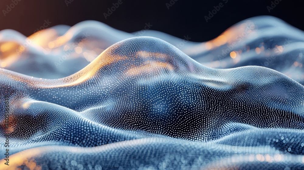 Aufkleber abstract 3d representation of flowing waves with intricate details glowing under soft light