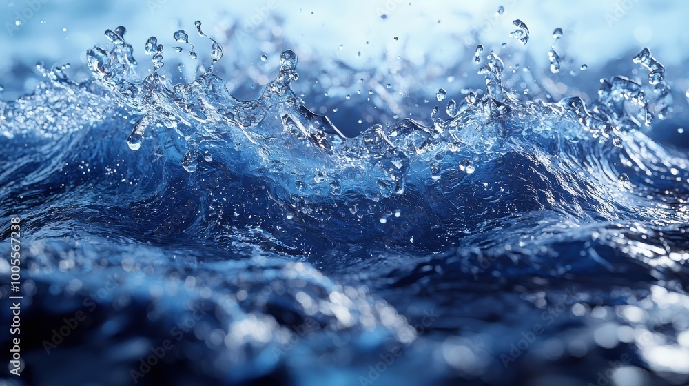 Poster dynamic water splashes create a mesmerizing display under bright light in a serene aquatic environme