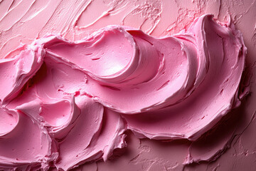 Pink-colored cream background, close-up shot. Created with AI