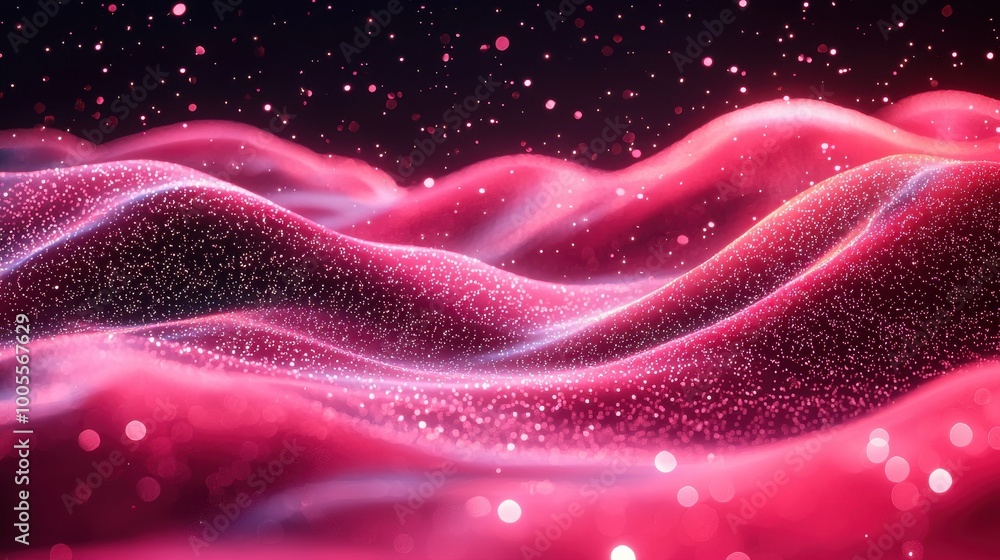 Poster vibrant abstract waves of pink and purple light create a mesmerizing scene of flowing patterns and g