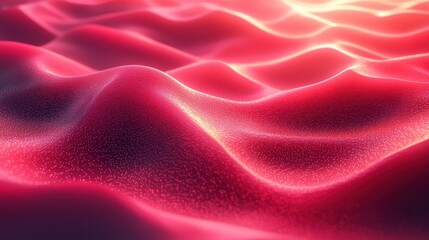 Vibrant red and pink abstract waves create a dynamic texture in soft lighting, evoking a sense of fluid movement and depth