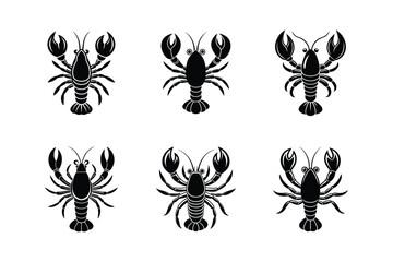 Lobster icon set. Simple lobster or crayfish. Lobster vector icon set isolated on white