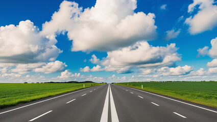 blue sky and straight road