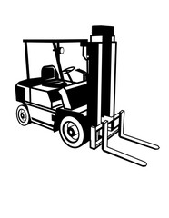 Forklift | Warehouse Vehicle | Heavy Lifting | Machinery | Skilled Driver | Construction | Construction | Heavy Equipment | Original Illustration | Vector and Clipart | Cutfile and Stencil