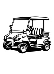 Fototapeta premium Golf Cart | Golfers | Golf Vehicle | Golf Club | Golf tournament | Golf Equipment | Club & Ball Sport | Golf Cart Riding | Original Illustration | Vector and Clipart | Cutfile and Stencil