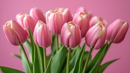 Fototapeta premium Charming Pink Tulip Bouquet for Spring Celebrations