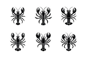 Lobster icon set. Simple lobster or crayfish. Lobster vector icon set isolated on white background