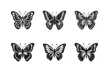 Butterfly Icon Set. Butterflies collection. Silhouettes, isolated on white