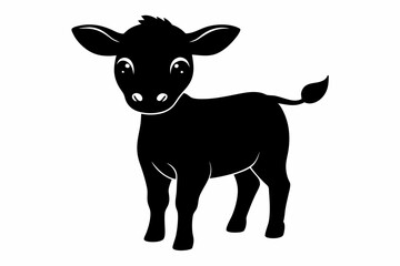 Baby cow silhouette, cute cow vector illustration, bull, cow icon