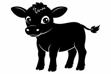 Baby cow silhouette, cute cow vector illustration, bull, cow icon