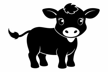 Baby Cow Calf Silhouette Vector, Cute Baby Cow Svg