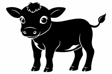 Baby Cow Calf Silhouette Vector, Cute Baby Cow Svg