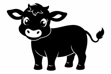 Baby Cow Calf Silhouette Vector, Cute Baby Cow Svg