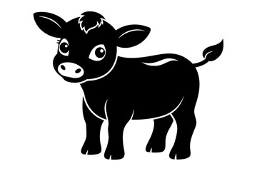 Baby Cow Calf Silhouette Vector, Cute Baby Cow Svg