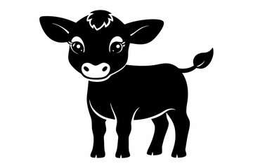 Baby Cow Calf Silhouette Vector, Cute Baby Cow Svg