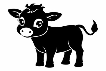 Baby Cow Calf Silhouette Vector, Cute Baby Cow Svg