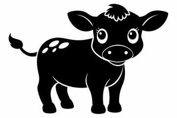 Baby Cow Calf Silhouette Vector, Cute Baby Cow Svg