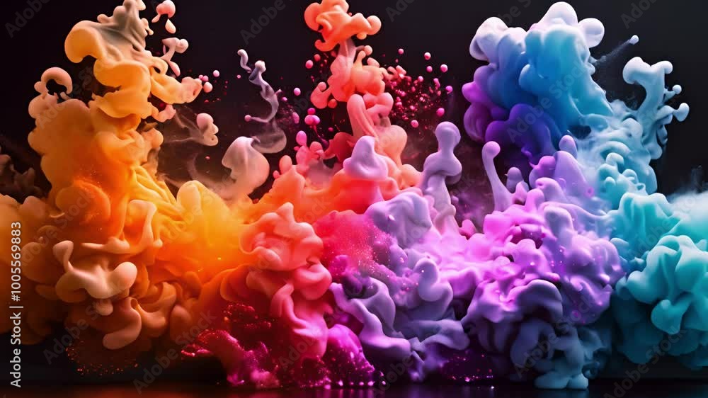 Aufkleber Various colorful smokes billowing on a dark backdrop, creating an abstract and vibrant visual effect.