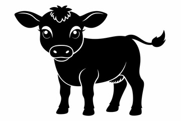 Baby Cow Calf Silhouette Vector, Cute Baby Cow Svg