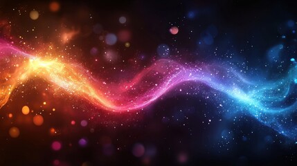 Fototapeta premium Colorful cosmic wave of light and energy flowing through the dark backdrop, creating an ethereal visual experience in a digital art piece