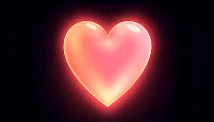 Orange to Soft Pink Gradient Heart with Faint Light Waves on Dark Background - Otherworldly Glow