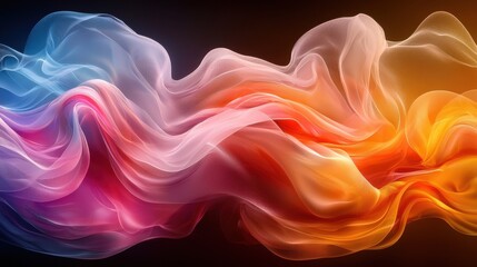 Obraz premium Colorful abstract waves of soft fabric flowing gracefully against a dark background at twilight