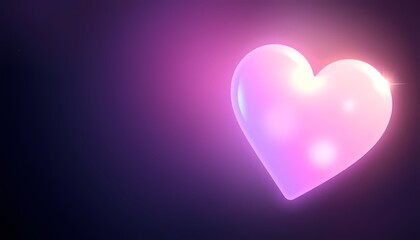 Pastel Lavender to Pink Heart with Magical Glow and Starry Background Dreamy Illustration