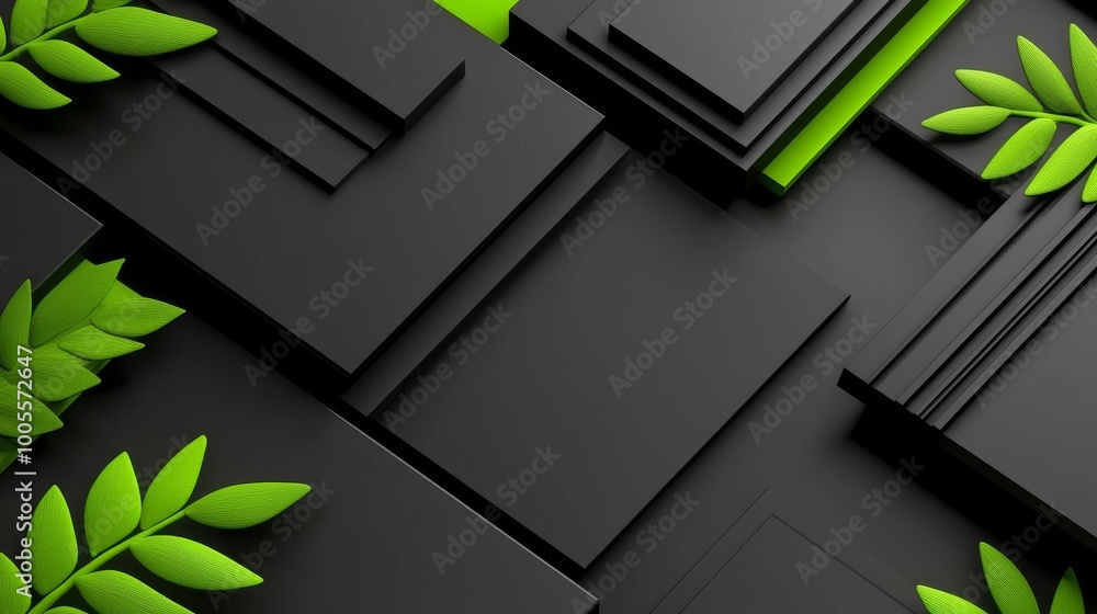 Poster stunning 3d rhombus pattern dark green abstract technology background. three dimensional volumetric 