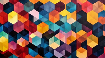 Create a geometric pattern with tessellated shapes such as hexagons and triangles